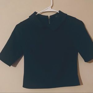 Zara Peter Pan color zip back black crop top
